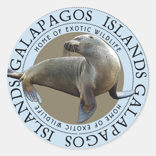 Galapagos Islands Sea Lions Classic Round Sticker (Front)