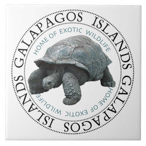 Galapagos Islands Tortoise T_Shirt Ceramic Tile
