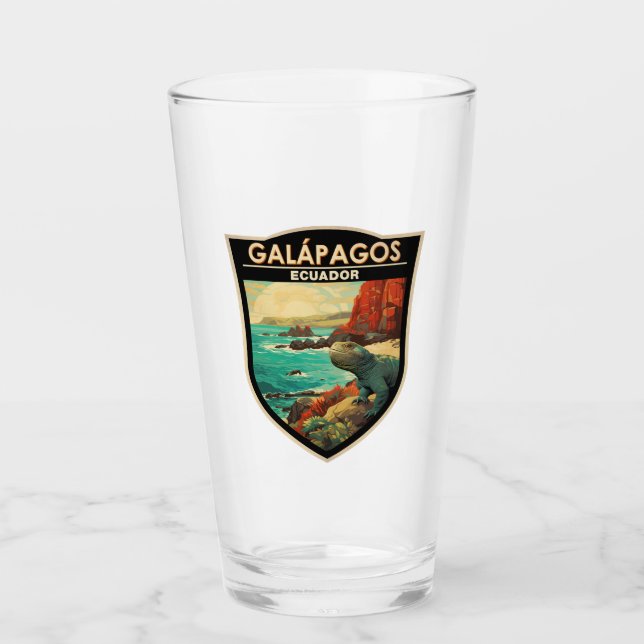 Galapagos Islands Travel Art Vintage Glass (Front)