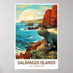 Galapagos Islands Travel Art Vintage Poster