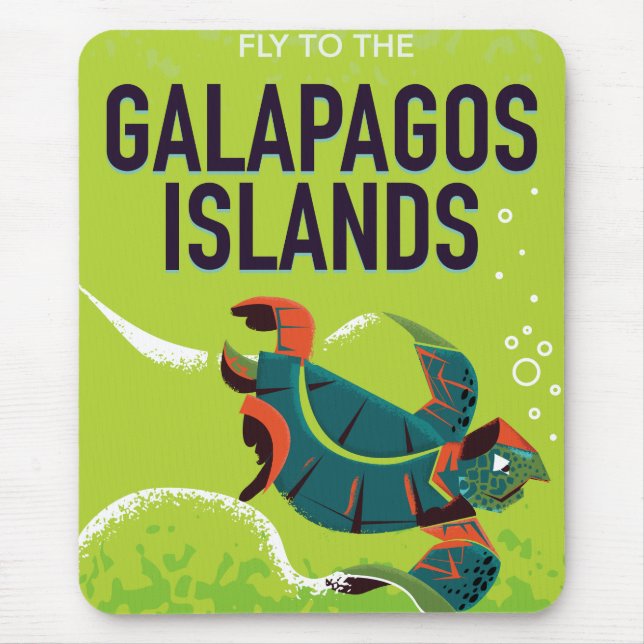 Galapagos Islands vintage travel poster art. Mouse Pad (Front)