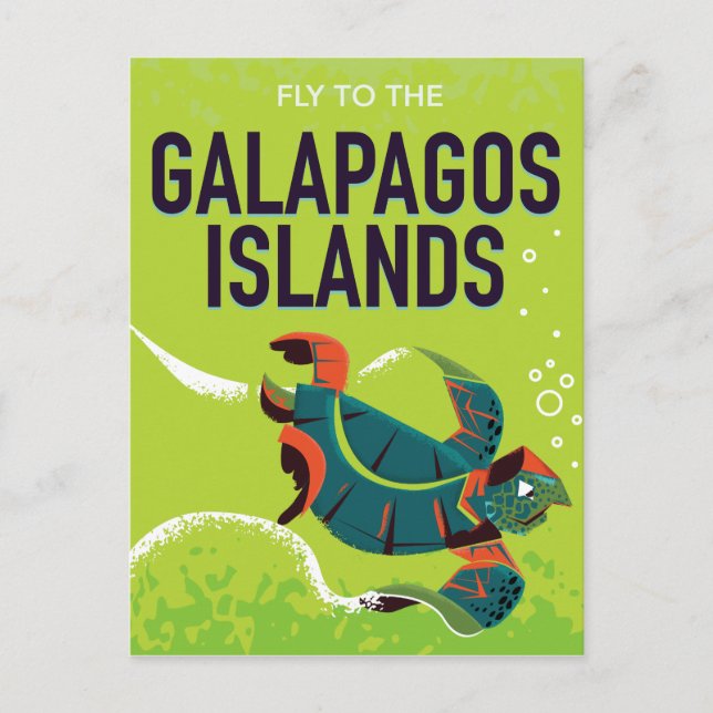 Galapagos Islands vintage travel poster art. Postcard (Front)