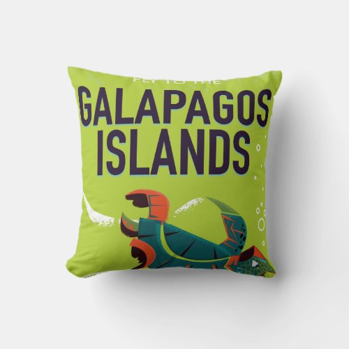 Galapagos Islands vintage travel poster art Throw Pillow