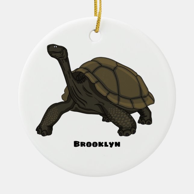 Galapagos land tortoise illustration  ceramic ornament (Front)