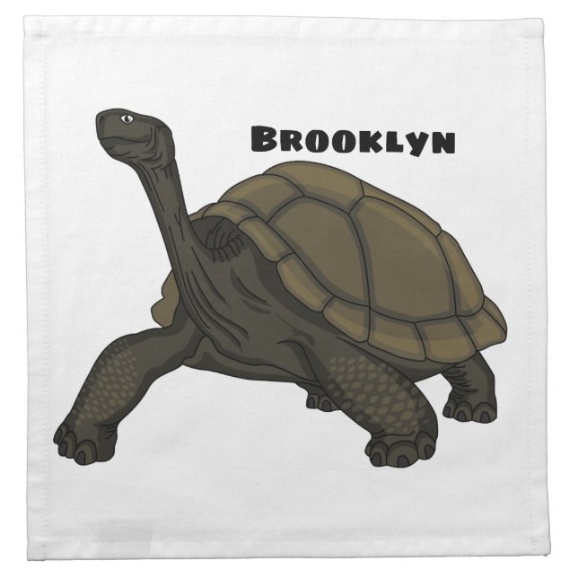 Galapagos land tortoise illustration cloth napkin (Front)