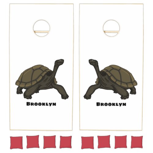 Galapagos land tortoise illustration cornhole set