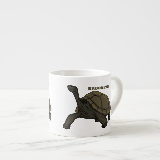 Galapagos land tortoise illustration espresso cup (Front Right)