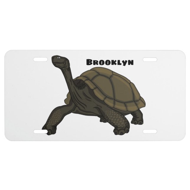 Galapagos land tortoise illustration license plate (Front)