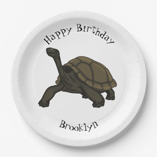 Galapagos land tortoise illustration  paper plates (Front)