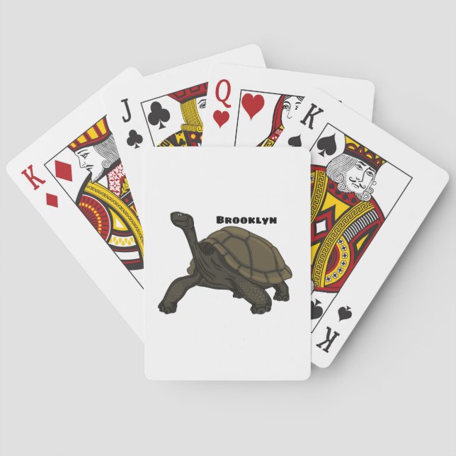 Galapagos land tortoise illustration poker cards (Back)