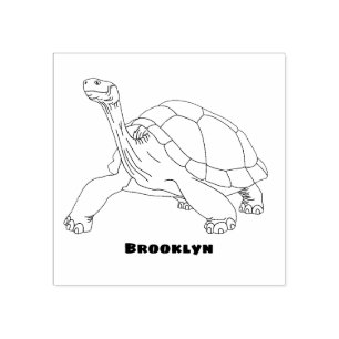 Galapagos land tortoise illustration rubber stamp