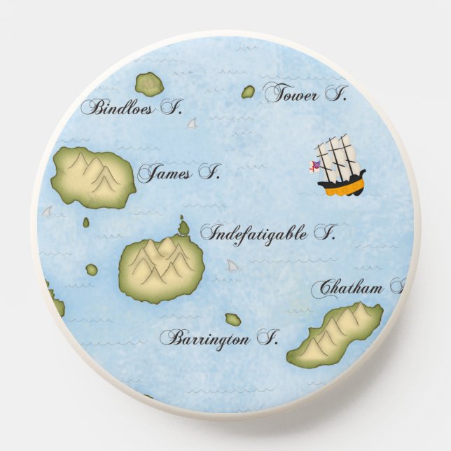 Galapagos Map Fragment Nautical Fantasy Adventure PopSocket (Popsocket)