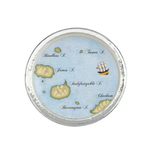 Galapagos Map Fragment Nautical Fantasy Adventure Ring