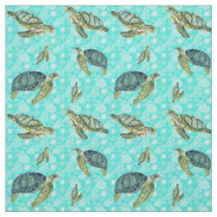 Galapagos Sea Turtles Watercolor Fabric