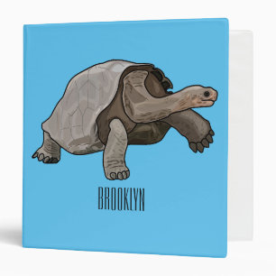 Galapagos tortoise cartoon illustration 3 ring binder