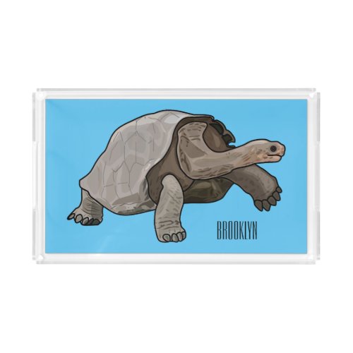 Galapagos tortoise cartoon illustration acrylic tray