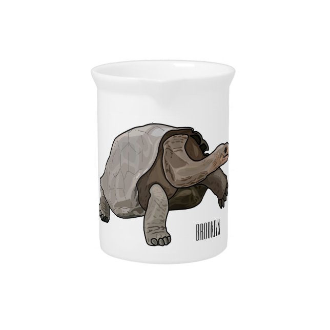 Galapagos tortoise cartoon illustration beverage pitcher (Front)