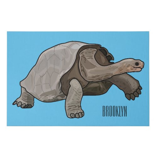 Galapagos tortoise cartoon illustration faux canvas print