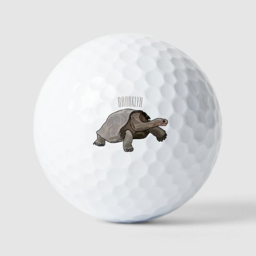 Galapagos tortoise cartoon illustration golf balls