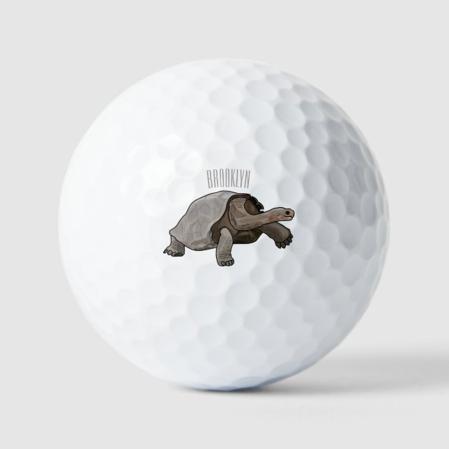Galapagos tortoise cartoon illustration golf balls (Front)
