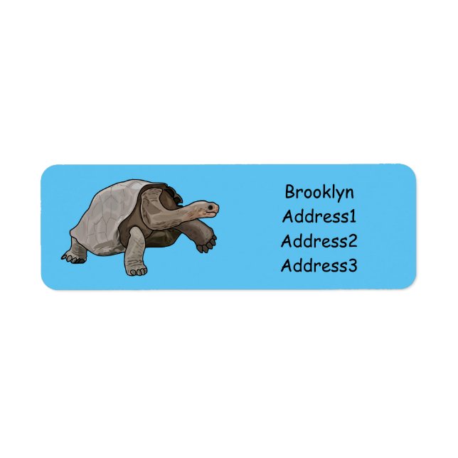 Galapagos tortoise cartoon illustration label (Front)
