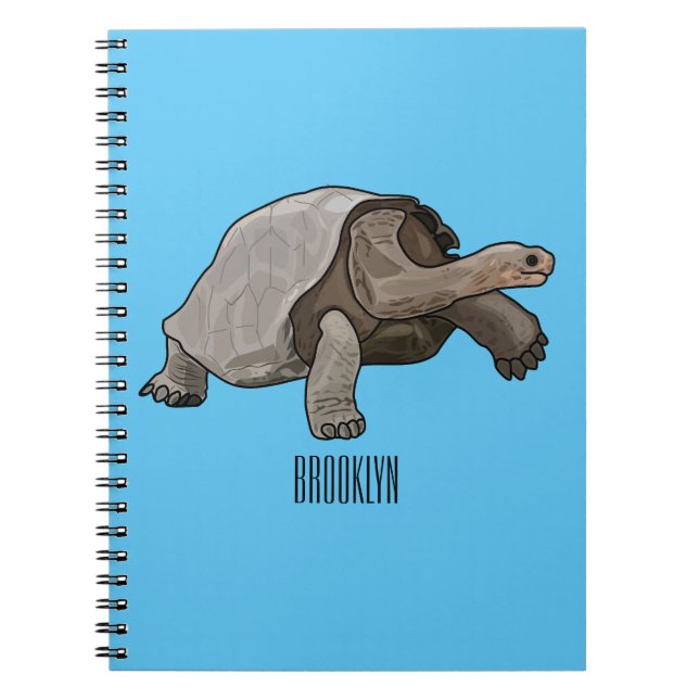 Galapagos tortoise cartoon illustration notebook (Front)