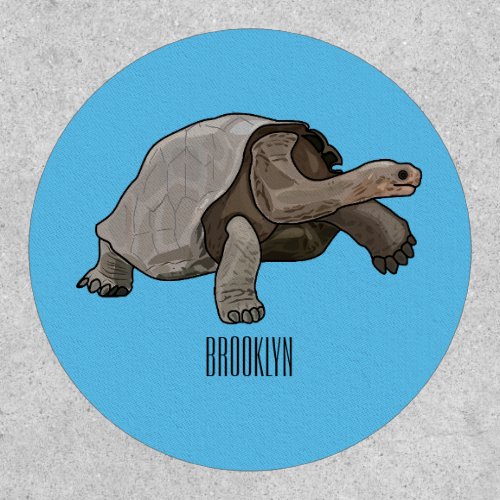 Galapagos tortoise cartoon illustration patch