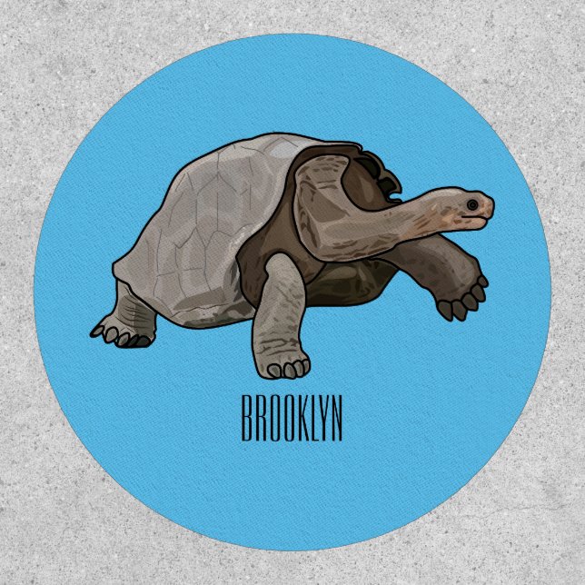 Galapagos tortoise cartoon illustration patch (Front)