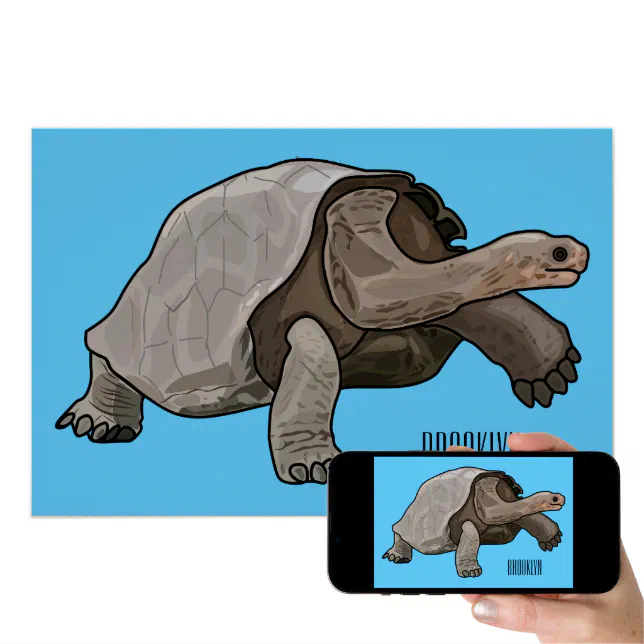 Galapagos tortoise cartoon illustration poster | Zazzle