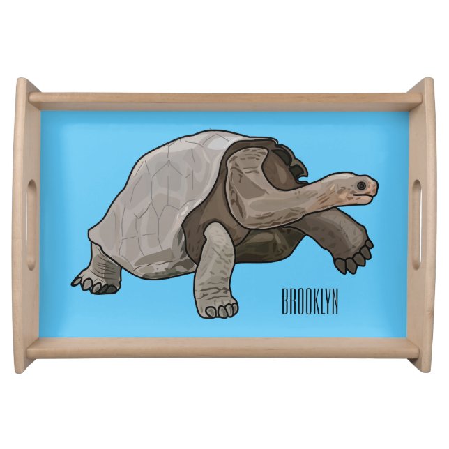 Galapagos tortoise cartoon illustration serving tray (Front)