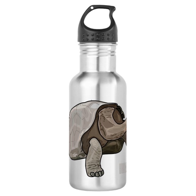 Galapagos tortoise cartoon illustration stainless steel water bottle (Front)