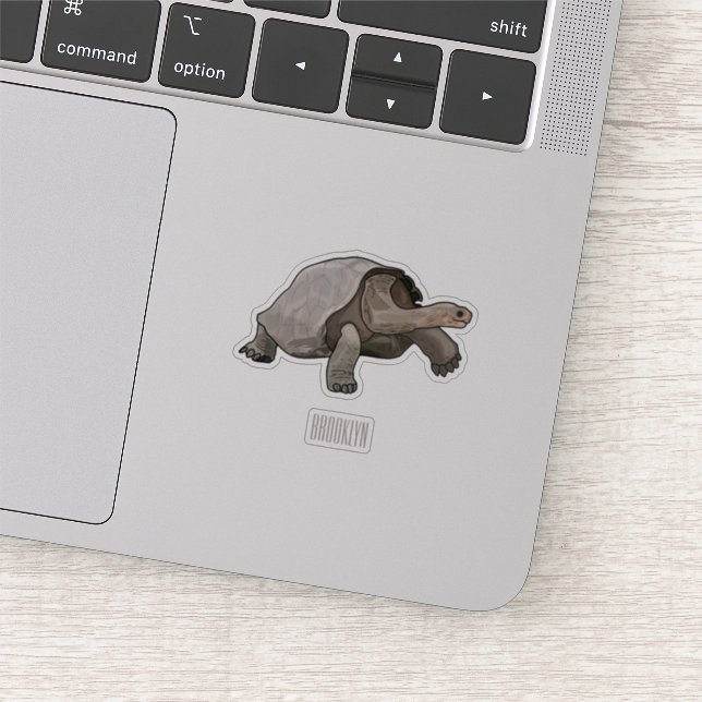 Galapagos tortoise cartoon illustration sticker (Detail)