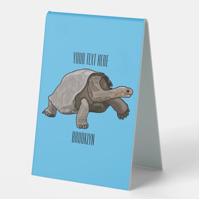 Galapagos tortoise cartoon illustration table tent (Front)