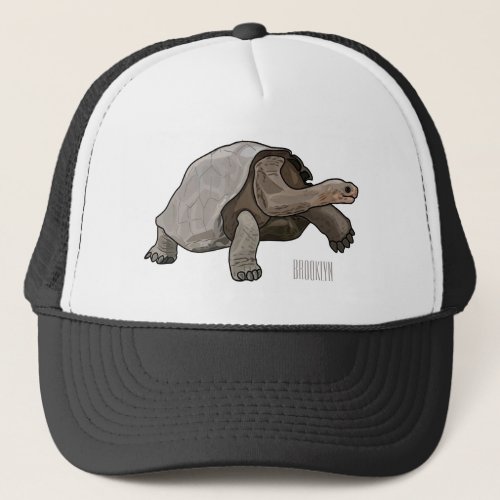 Galapagos tortoise cartoon illustration trucker hat