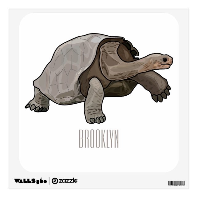 Galapagos tortoise cartoon illustration wall decal (Front)
