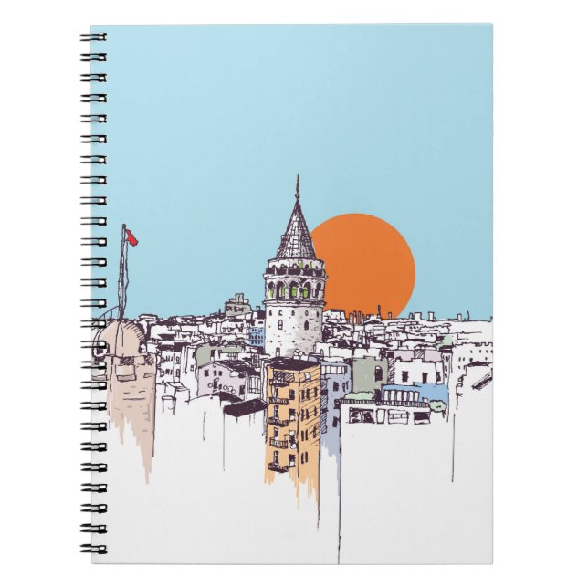 Galata Tower and Galata district of Beyoglu Istanb Notebook (Front)