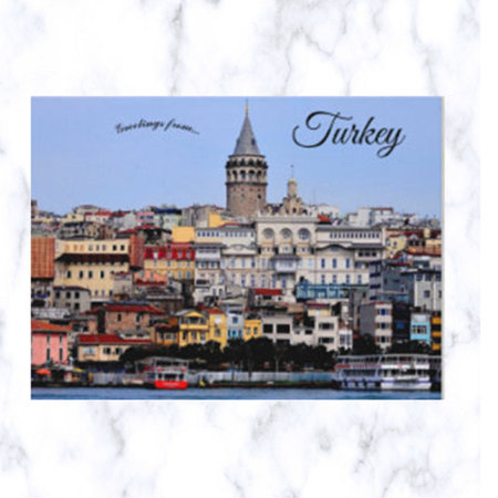 Galata Tower In Istanbul Turkey Postcard