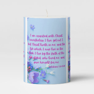 Galatians 2:20 KJV Bible Scripture Pic Pillar Candle