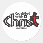 Galatians 2:20 On Black/red On White. Classic Round Sticker at Zazzle