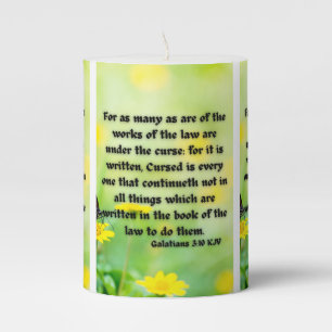 Galatians 3:10 KJV Bible Verse Pic Pillar Candle