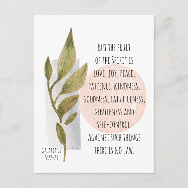 Galatians 5:22-23 Fruit of the Spirit is Love Joy Postcard (Front)