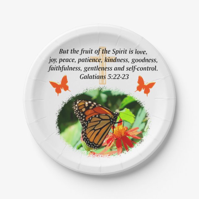 GALATIANS 5 BUTTERFLY PHOTO DESIGN PAPER PLATES (Front)