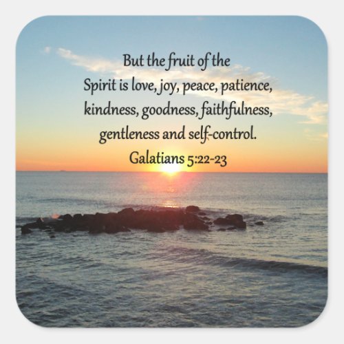 GALATIANS 5 FRUITS OF THE SPIRIT SQUARE STICKER