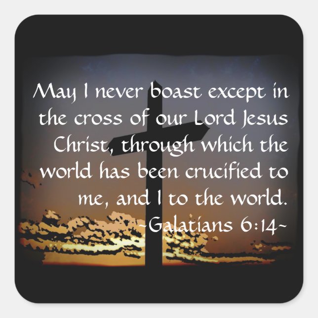 Galatians 6:14 square sticker (Front)