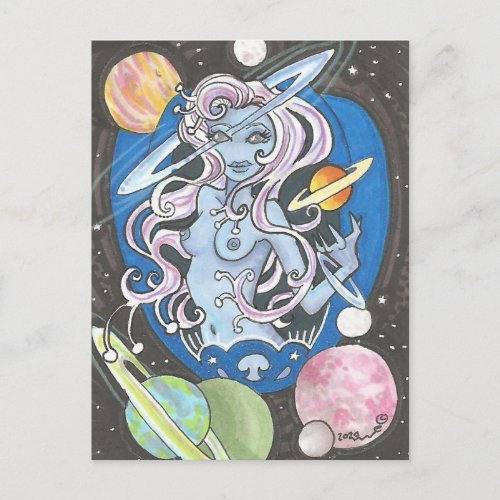 Galaxia Sci_Fi Space Girl fantasy planets Postcard