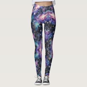 Galaxies Nebulae Scattered Stars Pattern Leggings