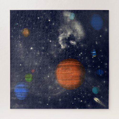 Galaxies with stars and planets in space jigsaw puzzle