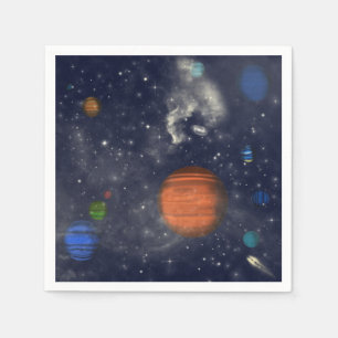 Galaxies with stars and planets in space napkins