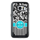 Galaxy 7 Case | Monogram, Aqua, Black, White (Back)
