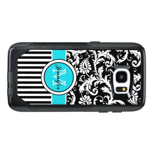Galaxy 7 Case | Monogram, Aqua, Black, White (Back Horizontal)